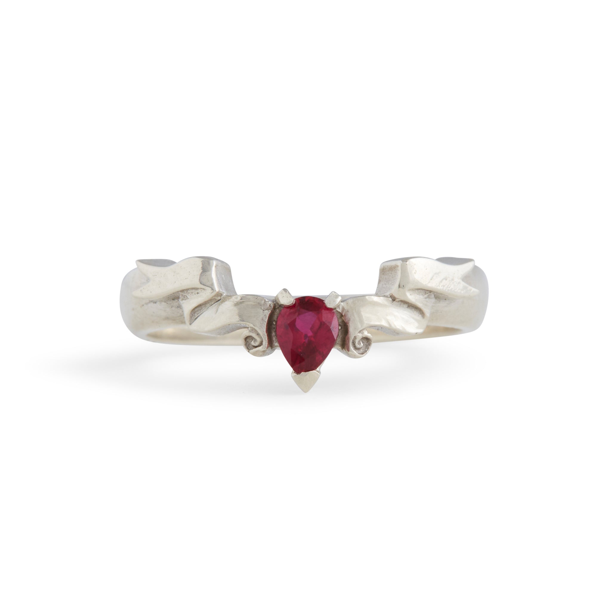 White Gold Veiled Ruby Ring