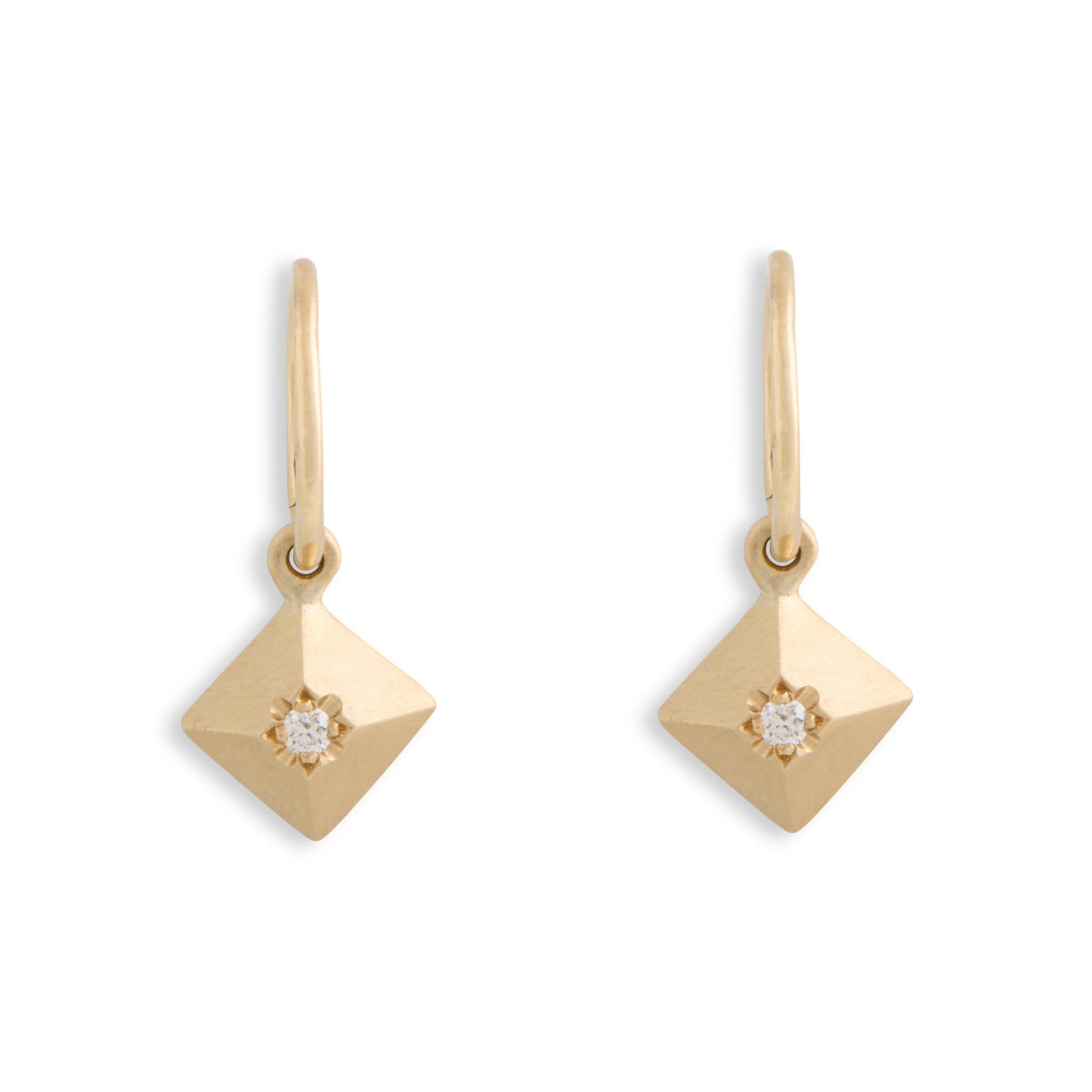 Pyramid Diamond Charm Earrings