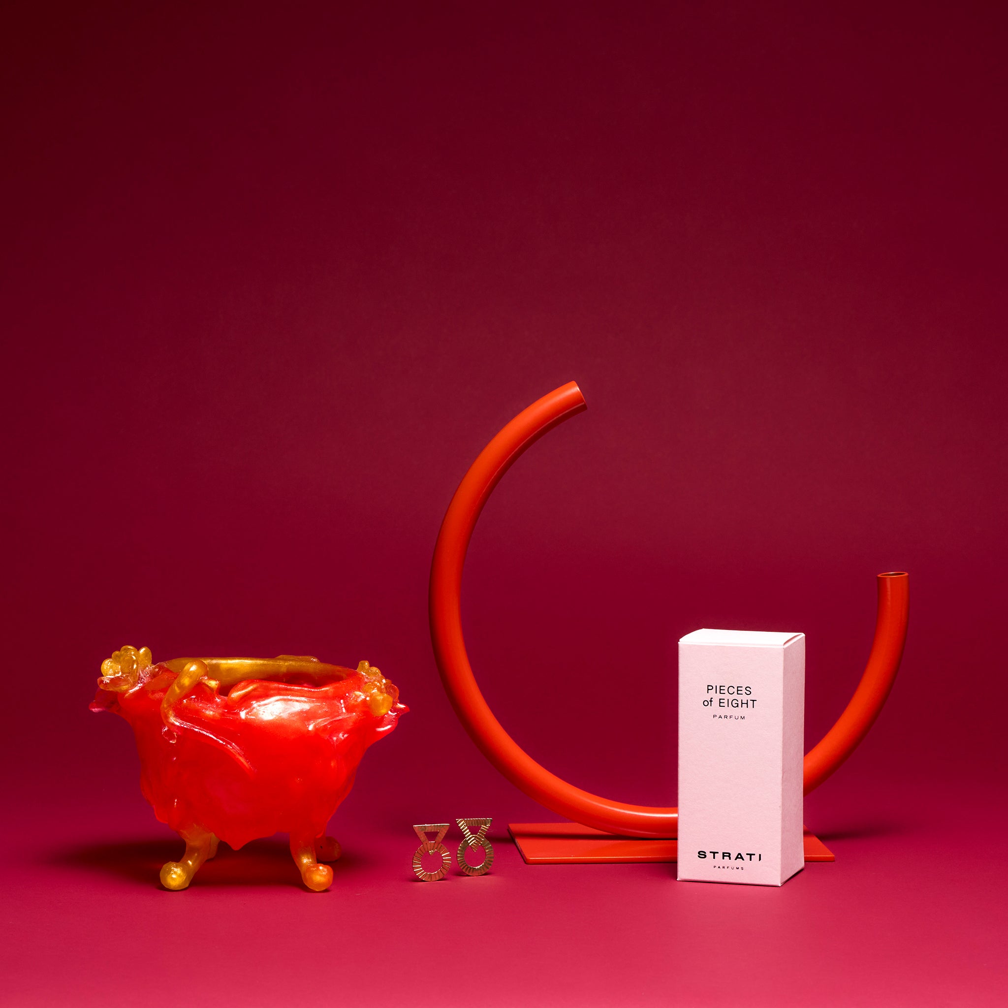 Hot Red Small Edging Over Vase