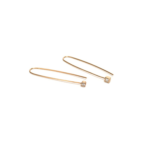 Asymmetrical Diamond Drop Earrings