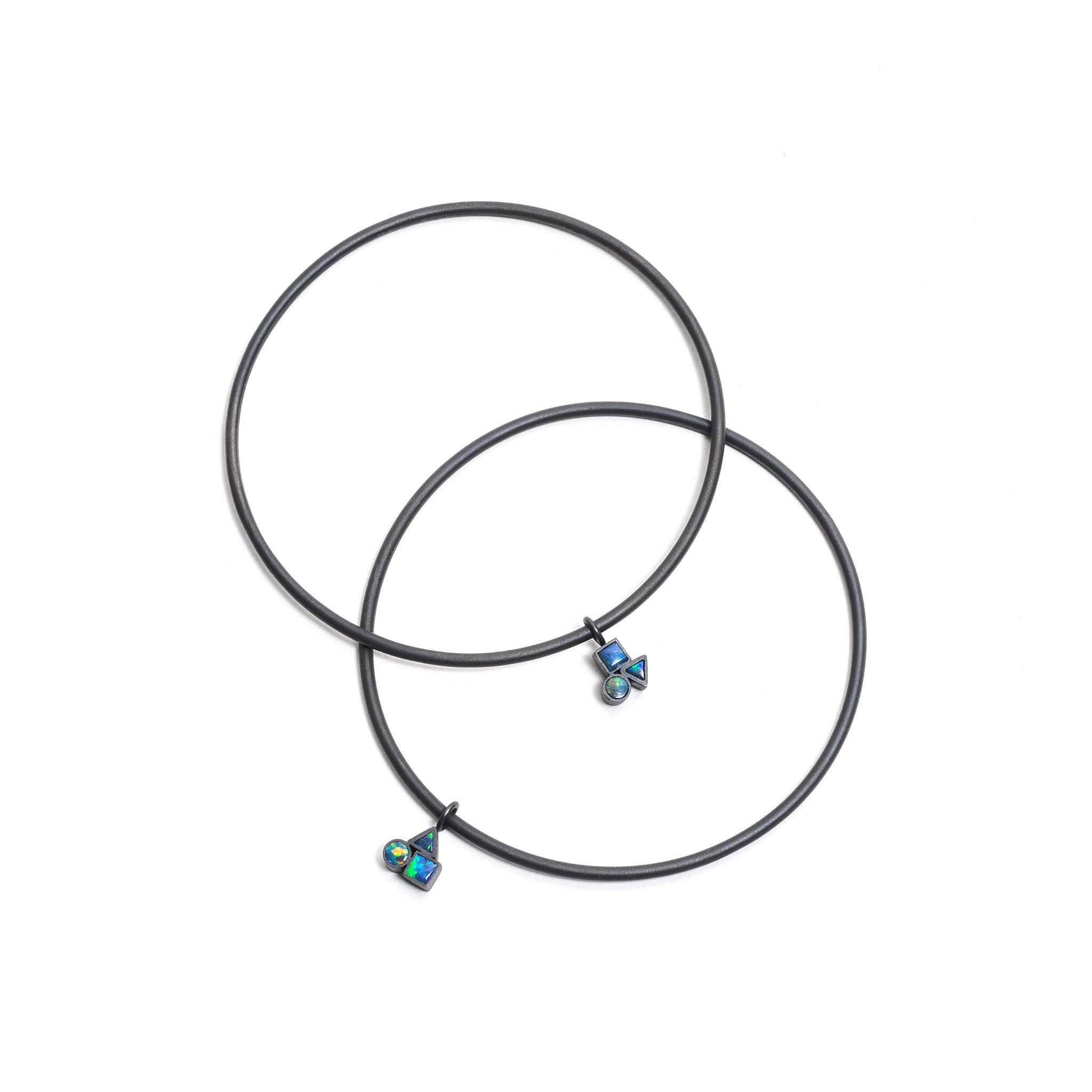 Oxidised Opal Cluster Charm Bangle