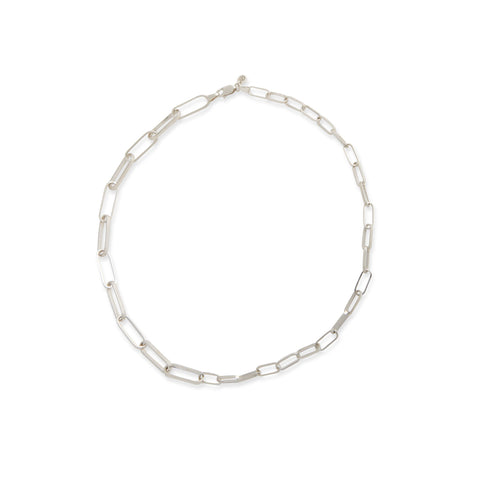 Mixed Link Matte Silver Necklace