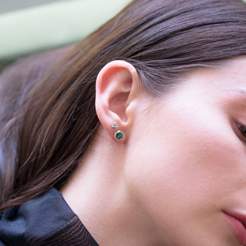 Oxidised Opal Element Single Stud Earrings
