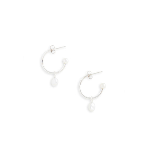 Small Silver Charmed Hoop + Charm Earrings