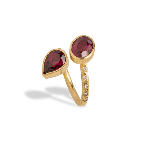 Rhodolite Garnet and Diamond Swirl Ring
