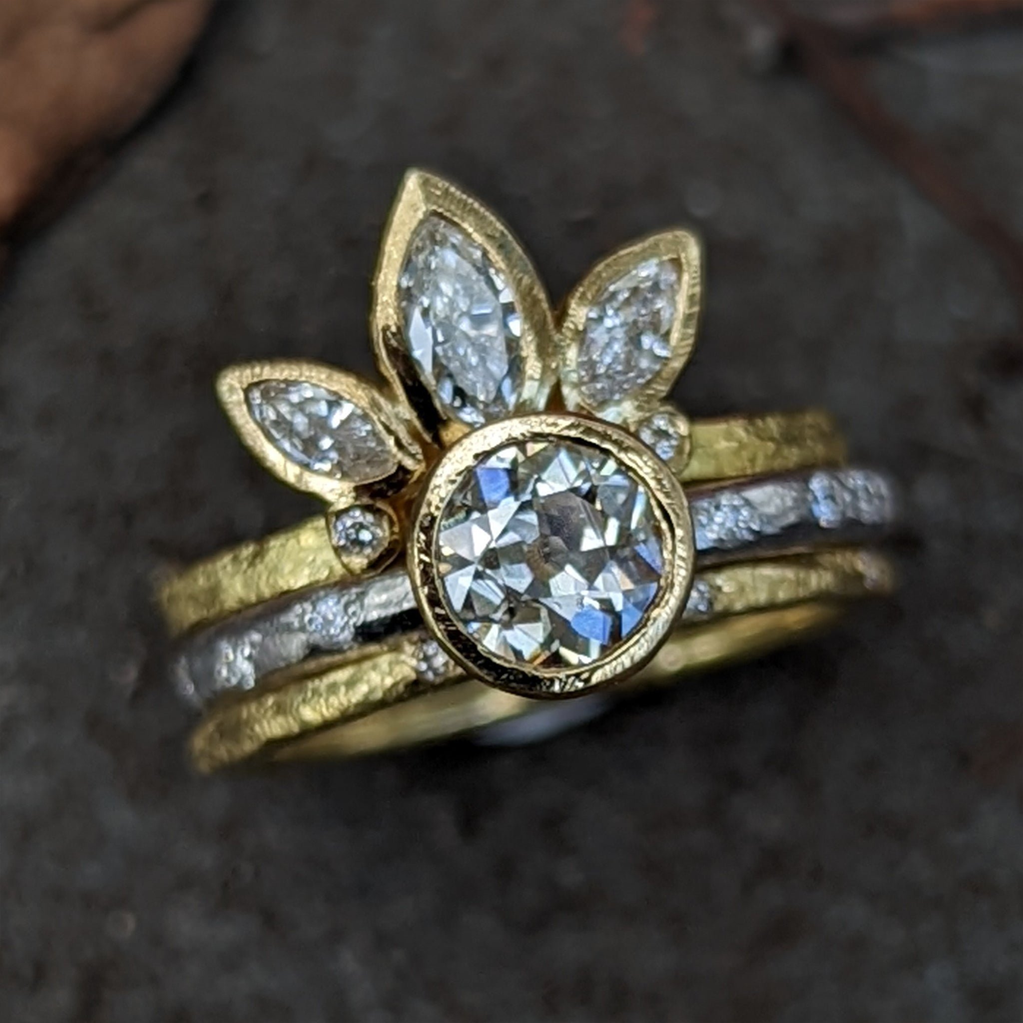 Old Cut Diamond Stack Ring