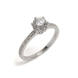 Hazeline Extended Pave White Diamond Solitaire Ring