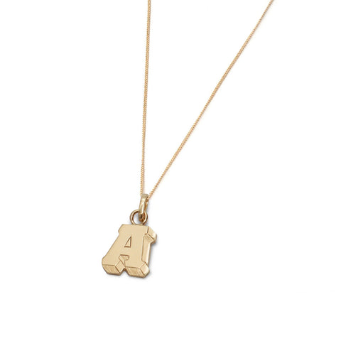 Yellow Gold A Initial Pendant by Anna Marrone