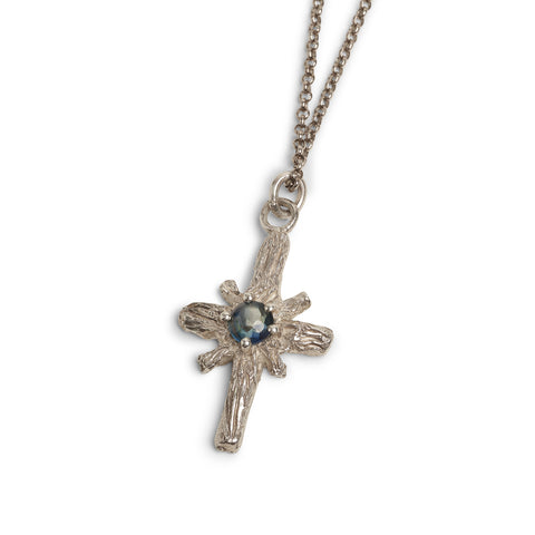 Sapphire Cross Pendant by Emma Homfray