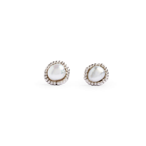 Nest Keshi Pearl Stud Earrings by Julia Storey