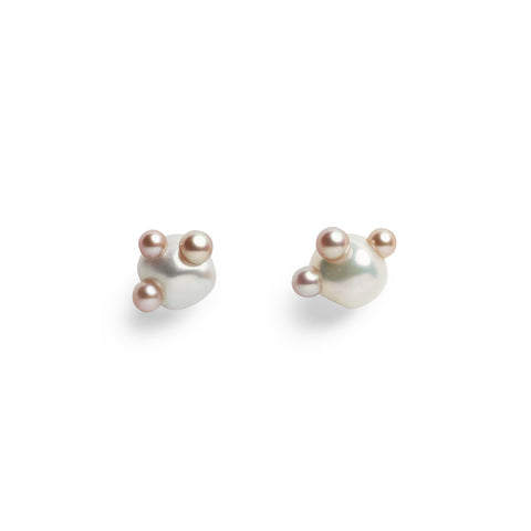 Dotted Keshi 10 Pink Pearl Studs