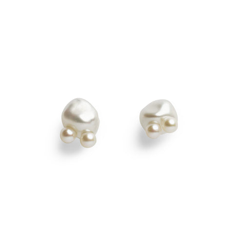 Dotted Keshi Two Pearl Studs