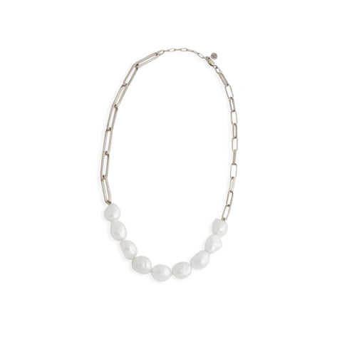 Silver Baroque Pearl Link Choker by Melanie Katsalidis