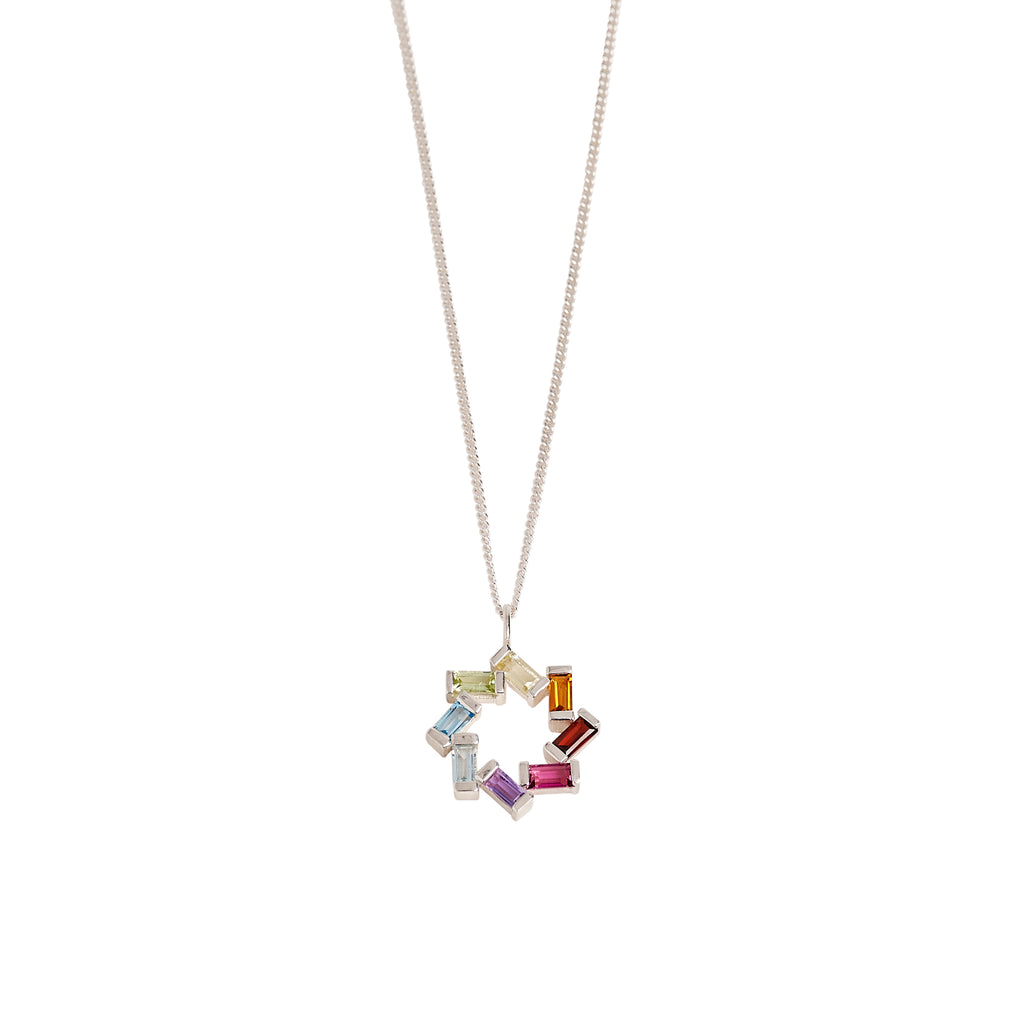 Sterling Silver Infinite Rainbow Necklace