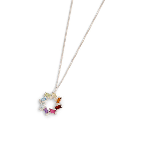 Sterling Silver Infinite Rainbow Necklace