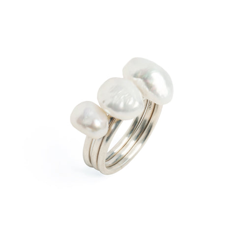 Baroque Pearl Silver Stacking Ring