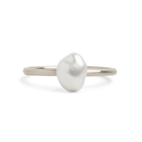 Baroque Pearl Silver Stacking Ring