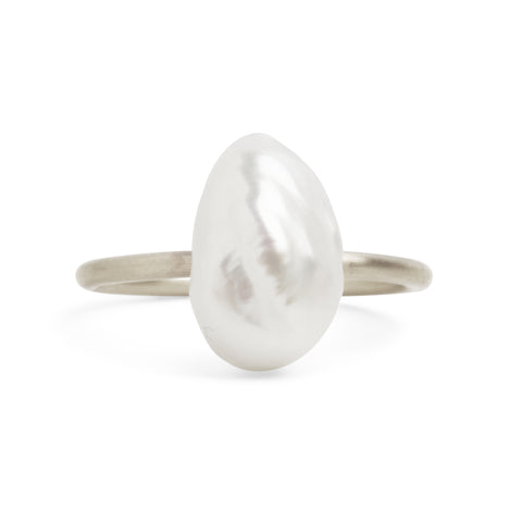 Baroque Pearl Silver Stacking Ring