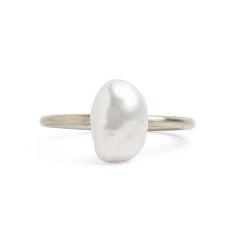 Baroque Pearl Silver Stacking Ring by Melanie Katsalidis