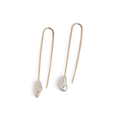 Baroque Pearl Gold Drop Earrings by Melanie Katsalidis