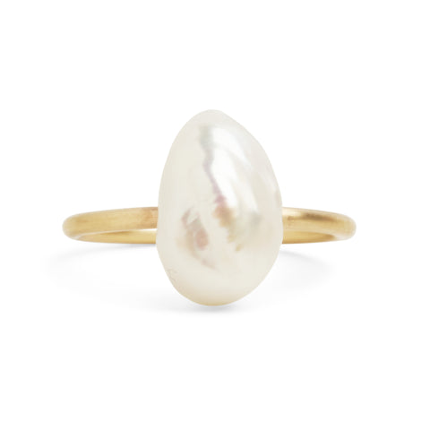 Baroque Pearl Gold Stacking Ring