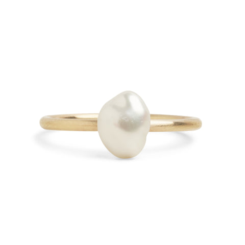 Baroque Pearl Gold Stacking Ring