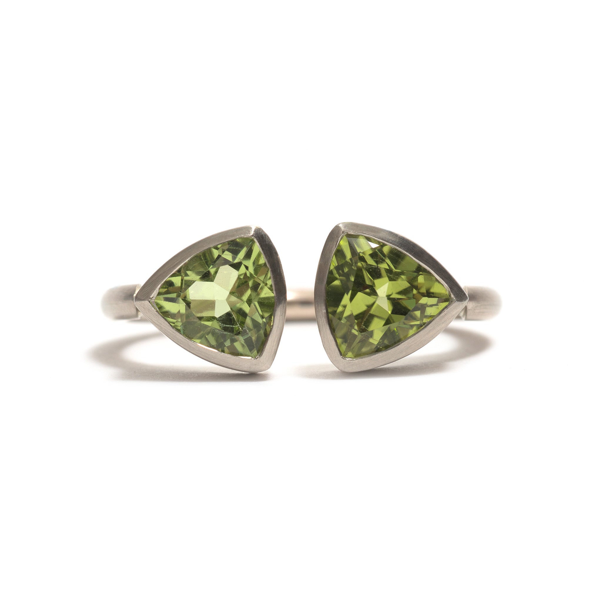 Double Trillion Peridot Ring