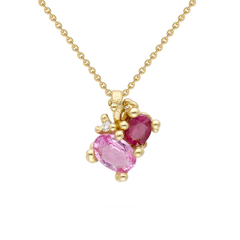 Ruby and Pink Sapphire Cluster Pendant by Ruth Tomlinson