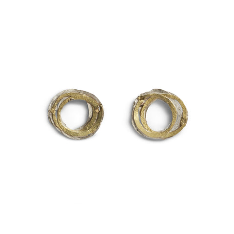 Gold and Silver Wrap Stud Earrings