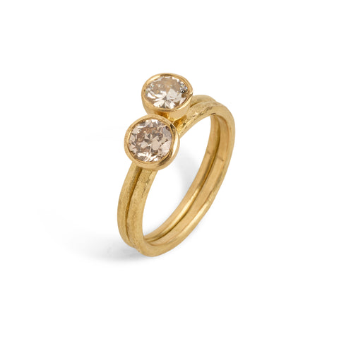 Old Cut and Champagne Diamond Stack (Set of Two) Ring