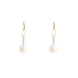 Silver Baroque Pearl Drop Short Link Earrings