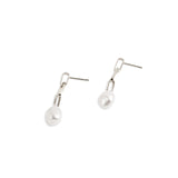 Silver Baroque Pearl Drop Short Link Earrings