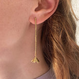 Long Floral Drops (Gold) Earrings
