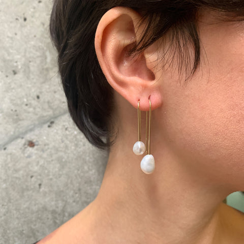 Baroque Pearl Silver Drop Earrings