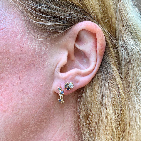 Sapphire and Diamond Encrusted Hoop Earrings