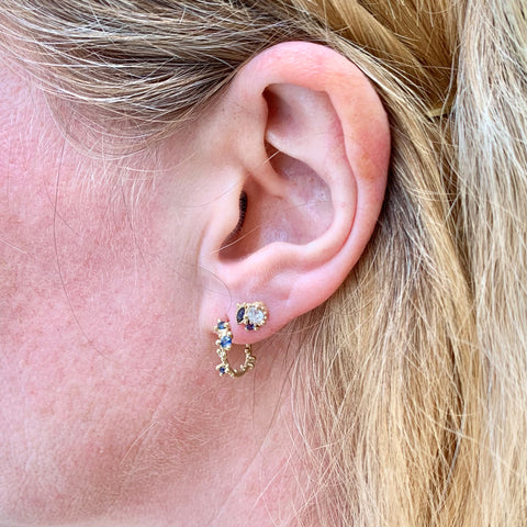 Sapphire and Diamond Encrusted Hoop Earrings