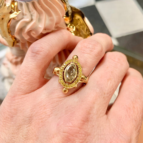 Diamond and Skulls Victorian Gothic ring