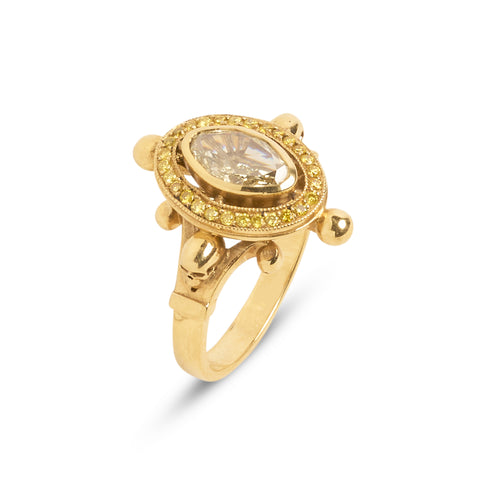 Diamond and Skulls Victorian Gothic ring