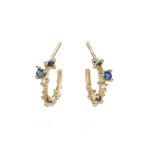 Sapphire and Diamond Encrusted Hoop Earrings by Ruth Tomlinson
