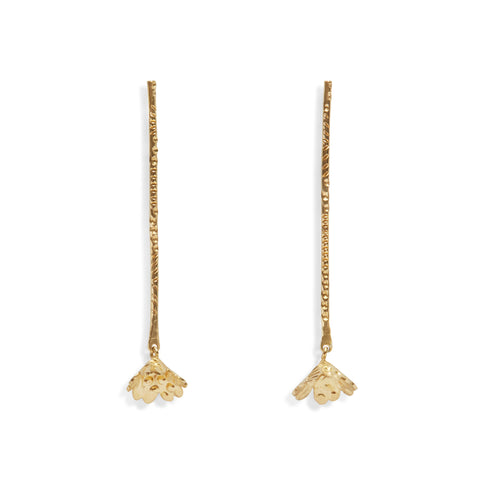 Long Floral Drops (Gold) Earrings