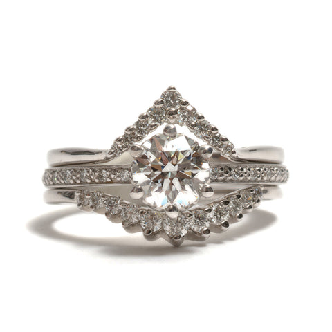 Hazeline Extended Pave White Diamond Solitaire Ring