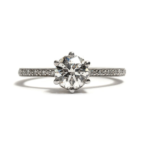 Hazeline Extended Pave White Diamond Solitaire Ring by Anna Sheffield