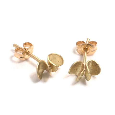 Gold Seed and Pod Stud Earrings