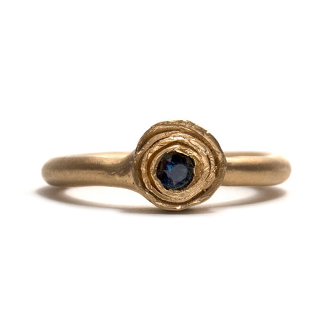 Wrapped Gold and Sapphire Solitaire Ring by Belinda Esperson