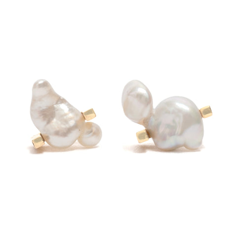 Folked II Keshi Pearl Stud Earrings by Kieran Jackson