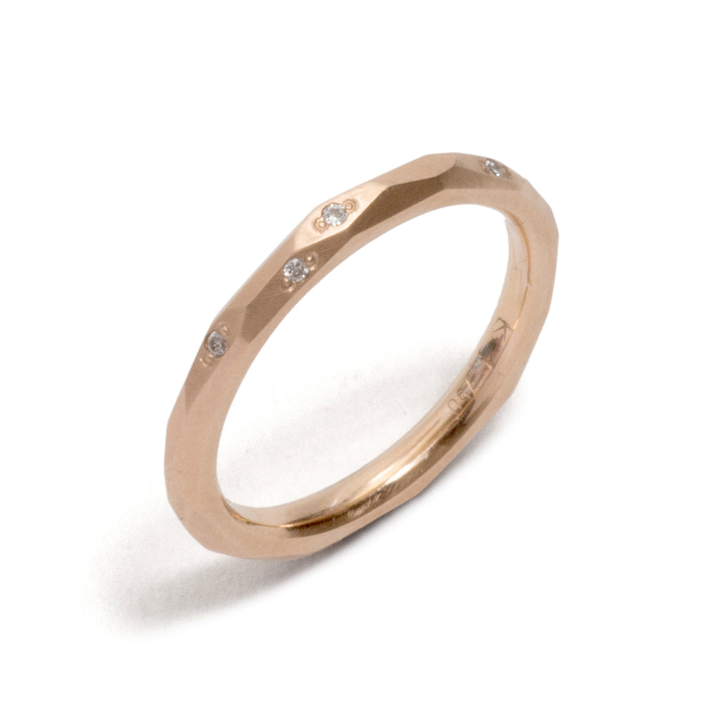 Rose Gold Faceted Diamond Wedding Ring