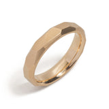 Wide Faceted Gold Wedding Ring
