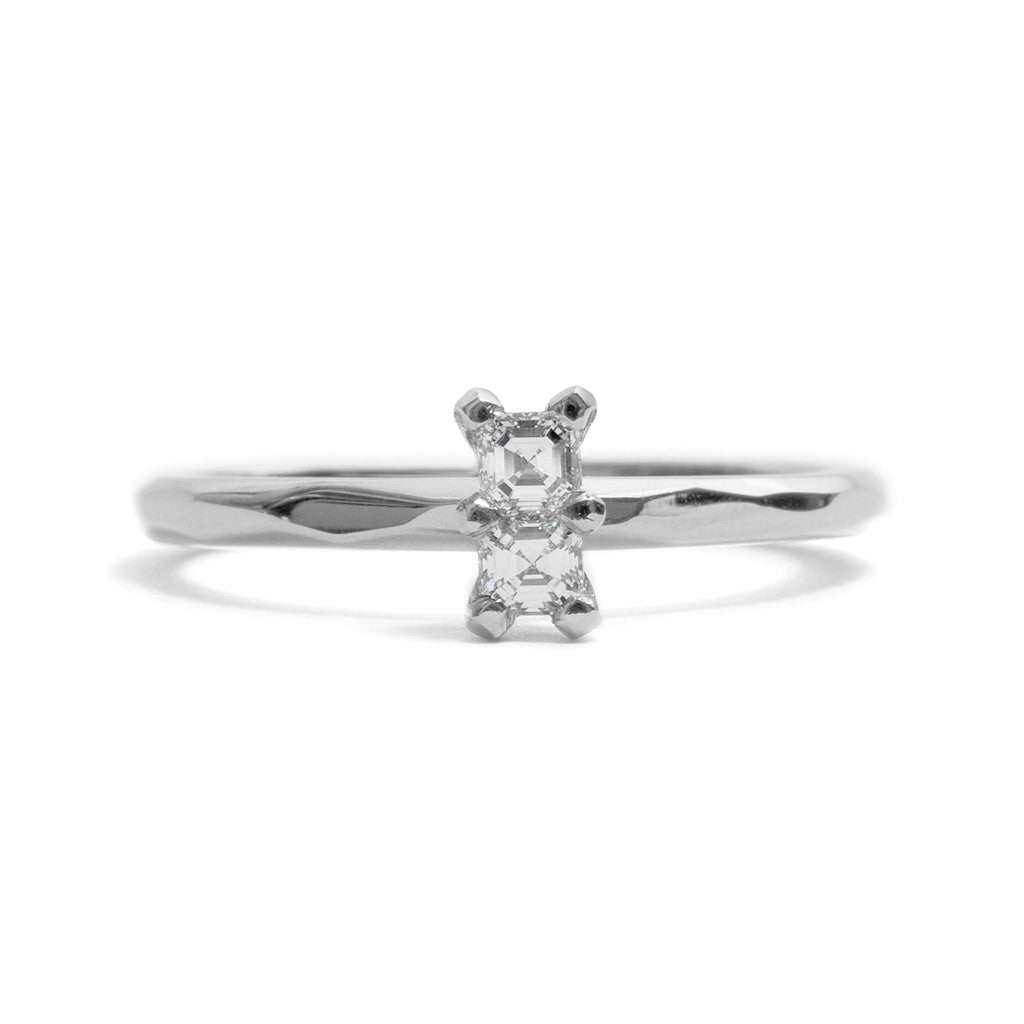 Soul Mate Asscher Cut White Gold Diamond  Ring