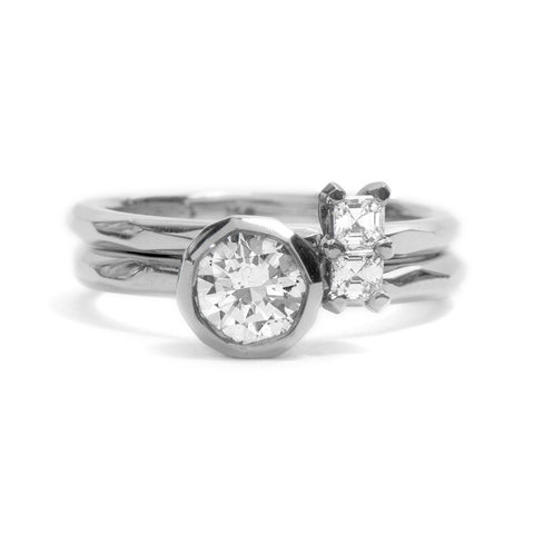 Soul Mate Asscher Cut White Gold Diamond  Ring