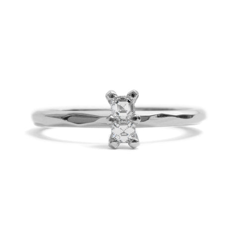 Soul Mate Asscher Cut White Gold Diamond  Ring by Krista McRae